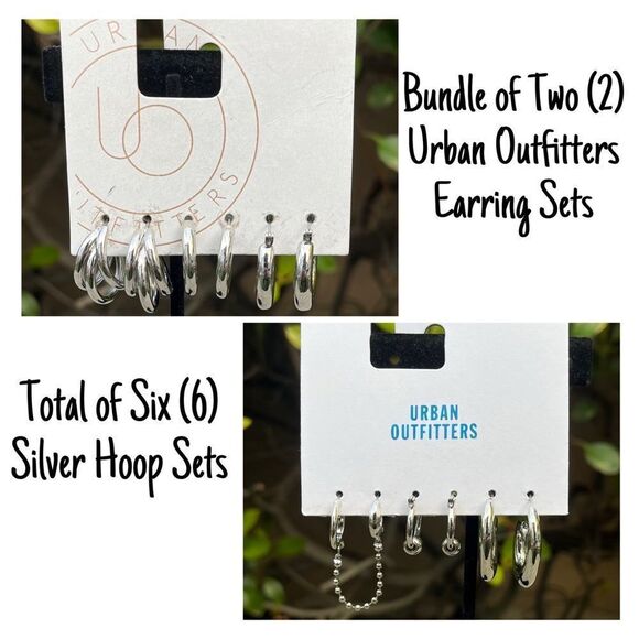 NWT New Urban Outfitters UO Silver Hoop Earring Set Six (6) Earrings - Picture 1 of 7